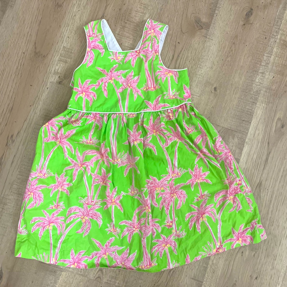 Lilly Pulitzer Green and Pink Sundress Sleeveless Scoop Neck